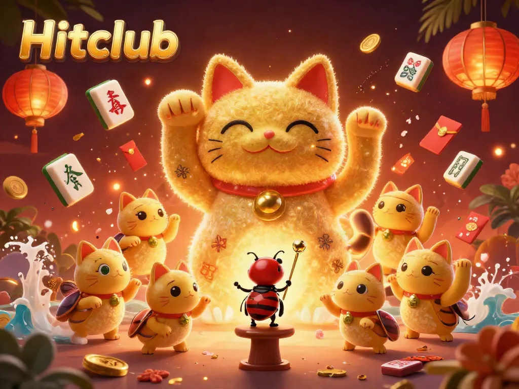 Hitclub illuminates the gaming world with vibrant casino symbols and dynamic characters.