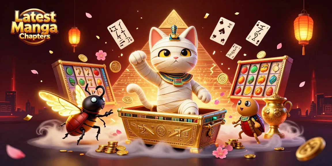Experience dynamic gaming with Latest Manga Chapters featuring a mesmerizing casino scene of a mummy cat and scarab beetle!