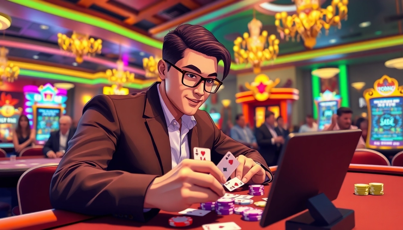 Engaging player showcasing yono rummy strategy in an exciting casino environment.