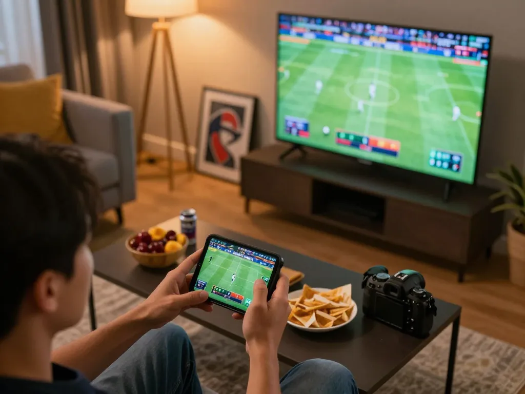 Bongdalu user placing a sports bet on a smartphone while watching a live football match.