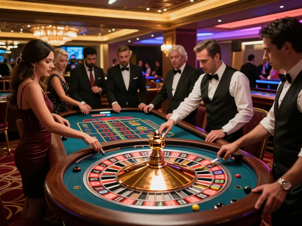 Boca Raton Construction Litigation Lawyer engaged in strategic roulette gameplay amidst vibrant casino ambiance.