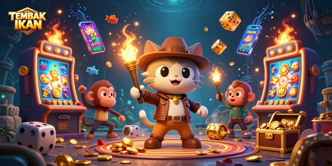TEMBAK IKAN showcases an exhilarating underwater slot game with adventurous characters and explosive treasure.