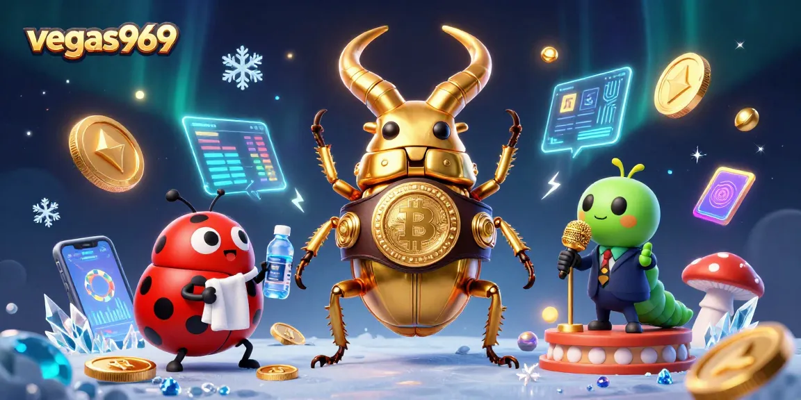 Experience thrilling action with vegas969's vibrant 3D casino illustration featuring unique characters and crypto elements.