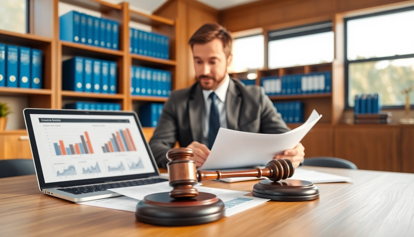 Clearwater truck accident lawyer diligently working in a bright office setting.