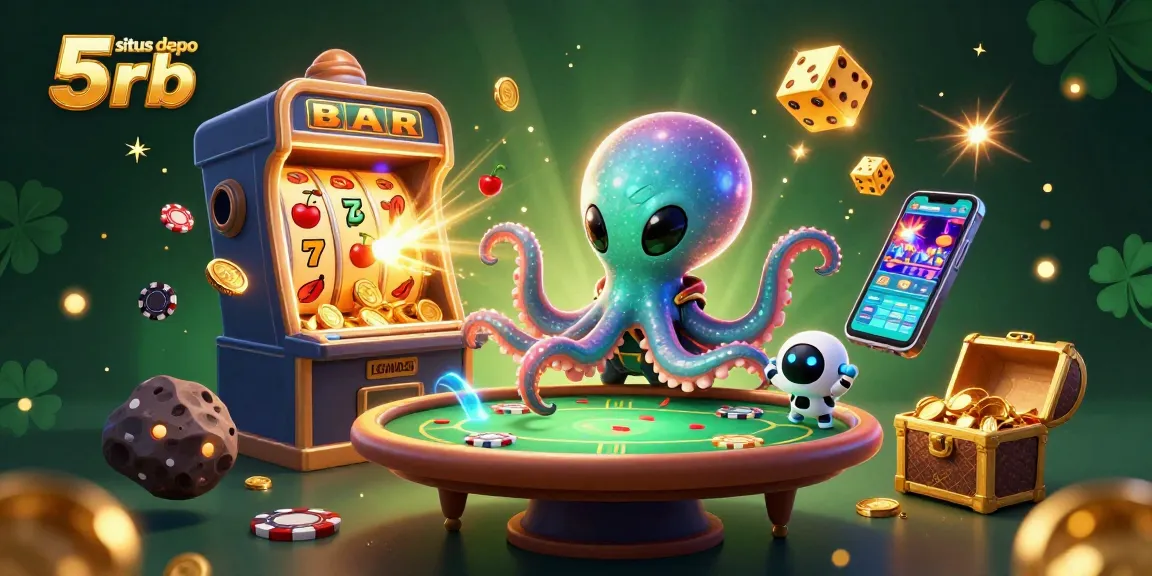 Spin the reels on the situs depo 5rb with vibrant 3D characters amidst a jackpot explosion.