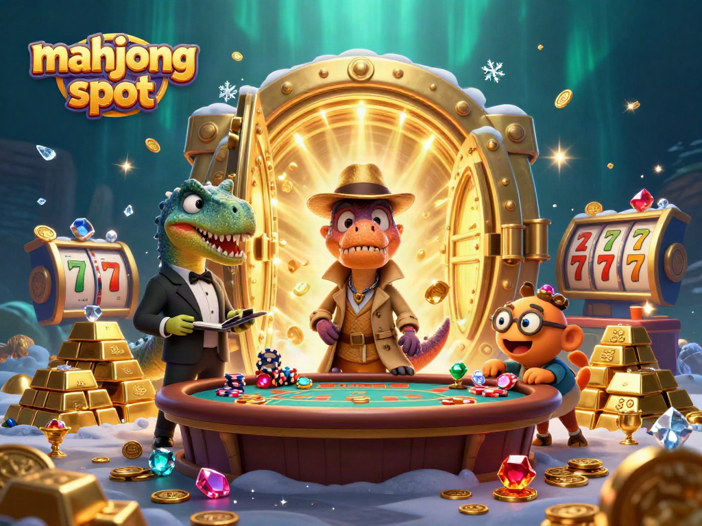Experience intense mahjong slot action with a velociraptor card counter at a blackjack table.