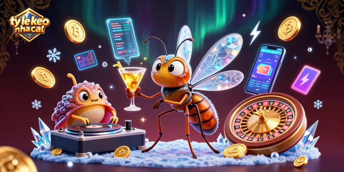 Engage with ty le keo nha cai through a vibrant casino scene showcasing animated characters, cryptocurrency coins, and dynamic gaming elements.