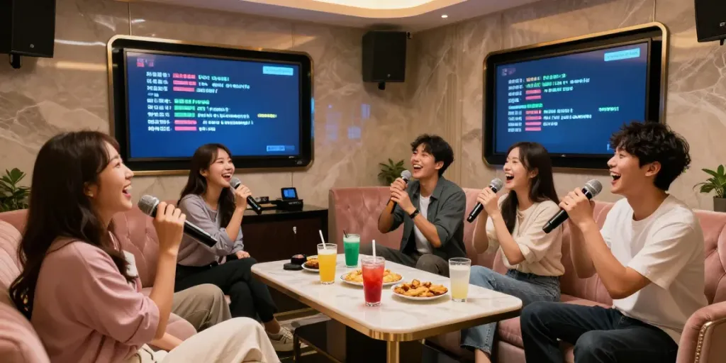 강남도파민에서 친구들이 노래를 부르며 즐거운 시간을 보내는 모습