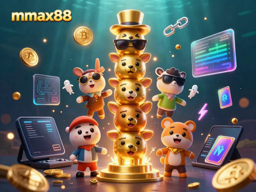 Experience thrilling casino magic with mmax88's vibrant totem and crypto elements.