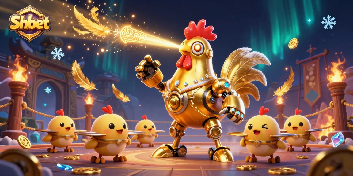 Shoot for a winning experience at Shbet's thrilling casino with dynamic golden rooster and baby chick drones.
