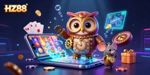 Play thrilling games at HZ88 with a vibrant, engaging 3D digital casino scene.