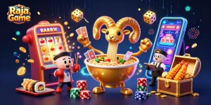 Spin the reels and win big with Raja Game's exciting slot machine action and vibrant characters.