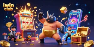 Experience thrilling gameplay at iwin club with vibrant slot machine action and colorful characters.
