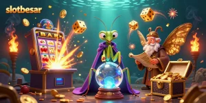 Experience slotbesar wins with a dynamic scene of mystical characters and vibrant casino elements.