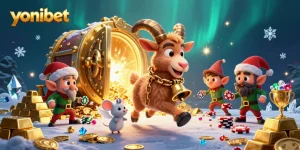 Join yonibet's festive casino adventure with Krampus, angel mouse, and mischievous gremlins.
