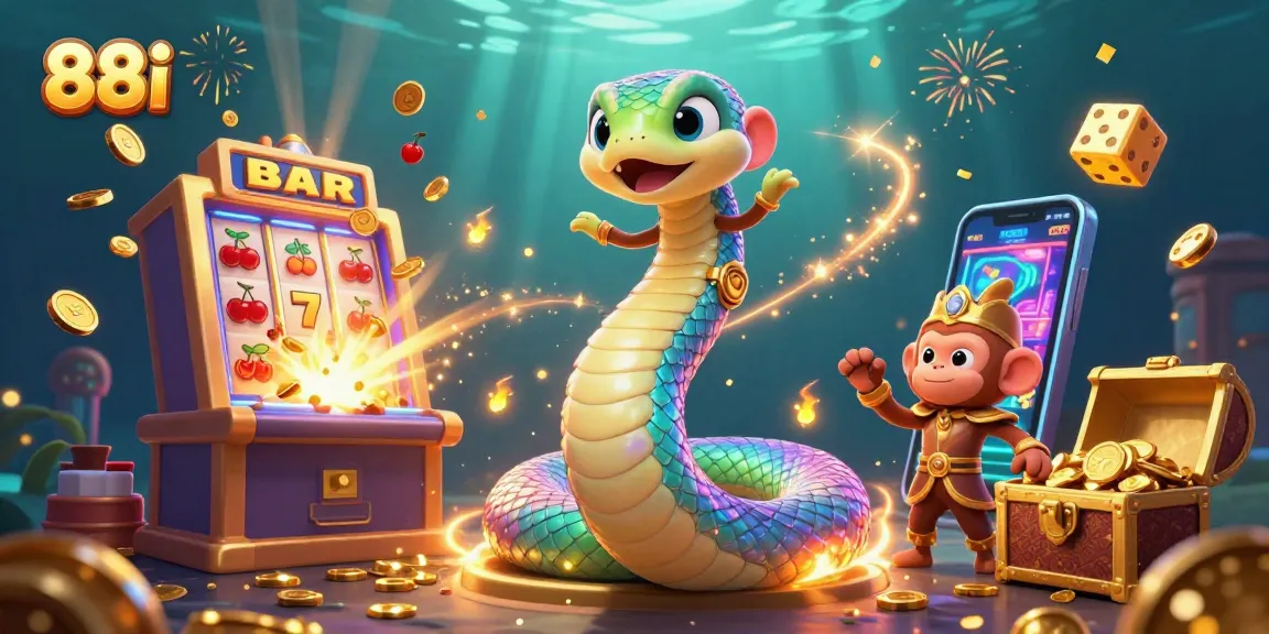 88i players enjoy vibrant 3D casino elements including a rainbow serpent and jackpot thrills.
