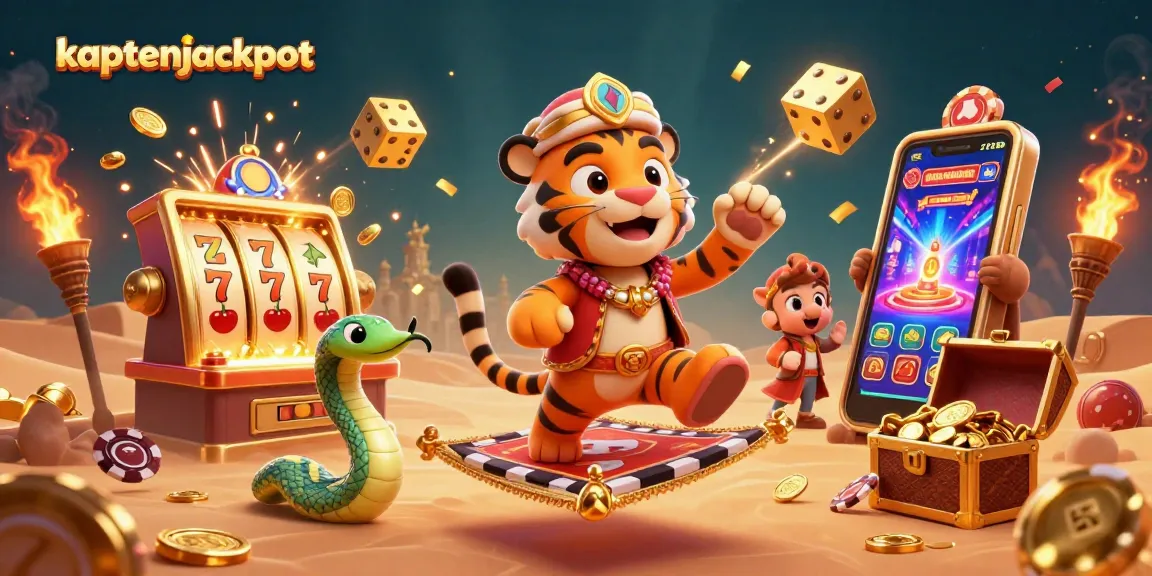 Experience the thrill of kaptenjackpot with a vibrant 3D casino scene filled with jackpots and energetic characters.